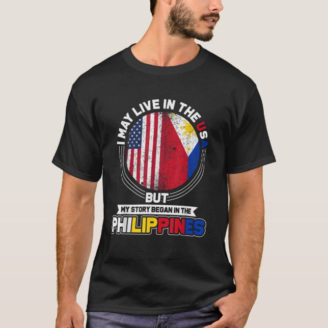 USA Flag Pride American Filipino Filipina Gifts Ph T-Shirt (Front)