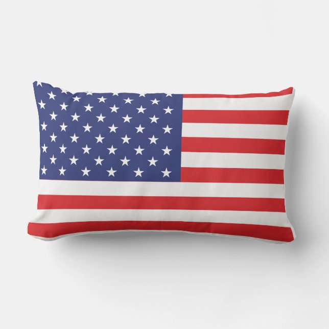 USA Flag Print Patriotic Lumbar Cushion (Front)