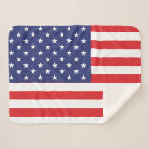 USA Flag Print Patriotic Sherpa Blanket