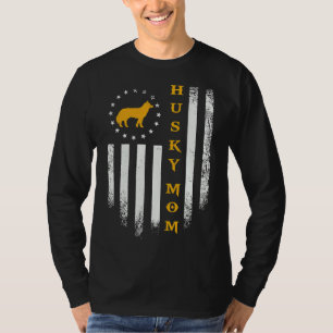 Usa Flag Proud Siberian Husky Dog Mum T-Shirt