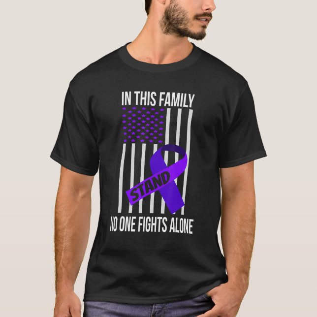 Usa Flag Purple Ribbon Domestic Violence Awareness T-Shirt (Front)