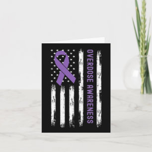 Usa Flag Purple Ribbon Overdose Awareness Card