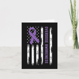 USA Flag Purple Ribbon Overdose Awareness  Card