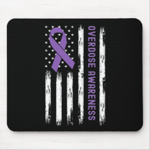 Usa Flag Purple Ribbon Overdose Awareness Mouse Mat