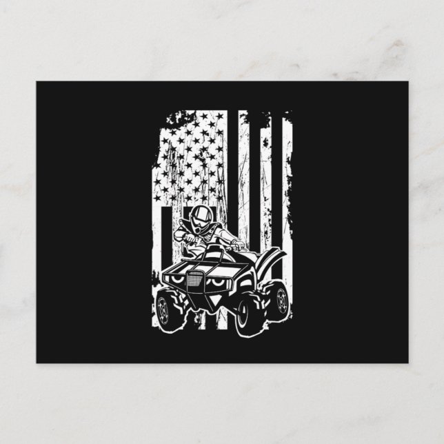 USA Flag Quad Racing ATV Rider Offroad Gift Postcard (Front)