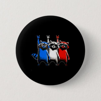 Usa Flag Raccoons 4th Of July Men Women Kids Funny 6 Cm Round Badge
