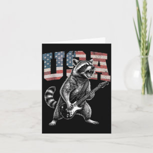 Usa Flag Racoon Playing Guitar - Funny Trash Card