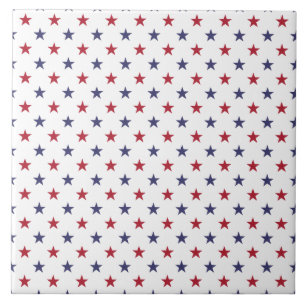 USA Flag Red and Flag Blue Stars Tile