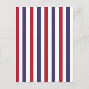 USA Flag Red and Flag Blue Wide Stripes on White Postcard