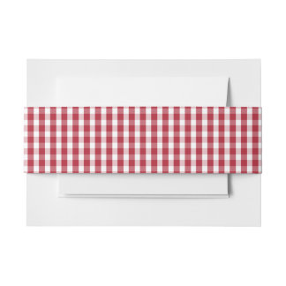 USA Flag Red and White Gingham Checked Invitation Belly Band