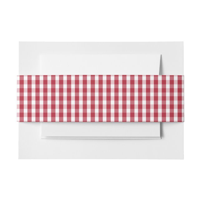 USA Flag Red and White Gingham Checked Invitation Belly Band (Front Example)