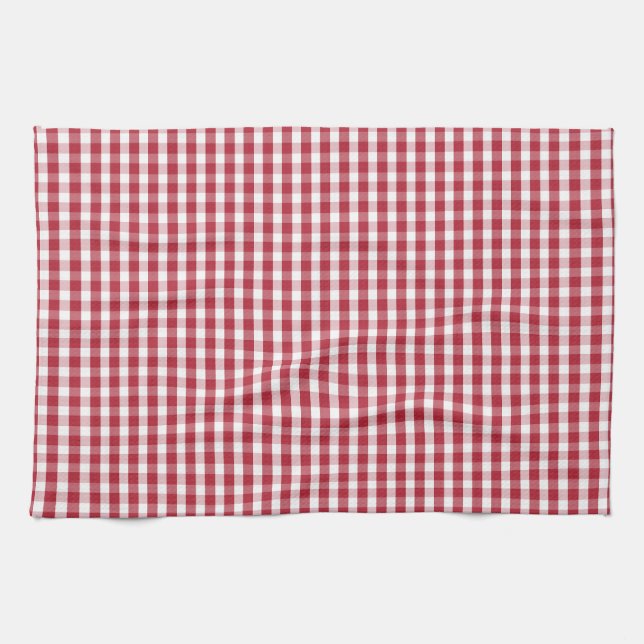 USA Flag Red and White Gingham Checked Tea Towel (Horizontal)
