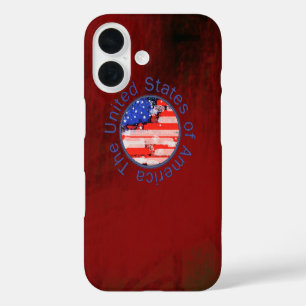 USA flag ~ red background iPhone 16 Case