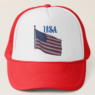 USA flag red ball cap 
