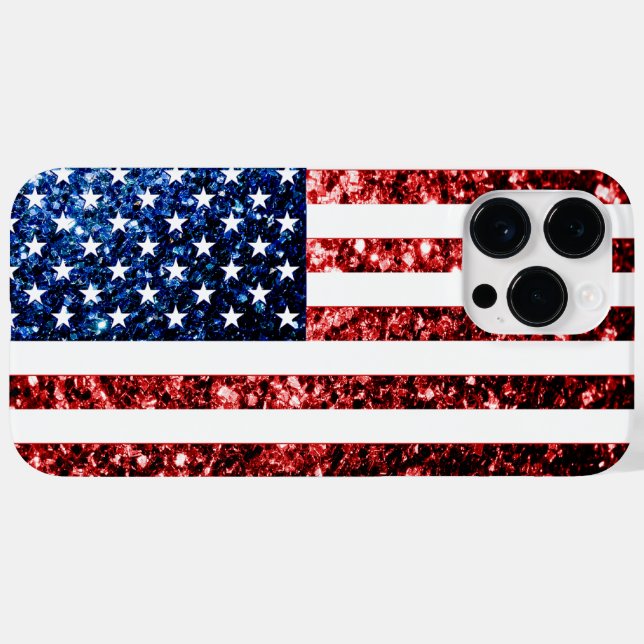 USA flag red blue sparkles glitters bling Case-Mate iPhone Case (Back (Horizontal))