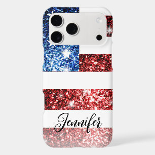 USA flag red blue sparkles glitters Custom name