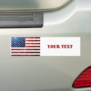 USA flag red blue sparkles glitters Personalise Bumper Sticker