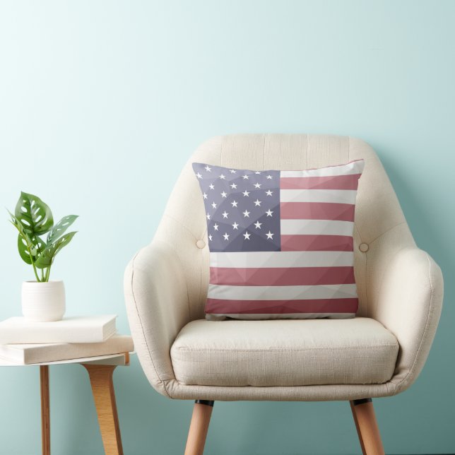 USA flag Red White Blue America Geometric Mesh Cushion (Chair)