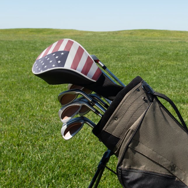 USA flag Red White Blue America Geometric Mesh Golf Head Cover (In Situ)