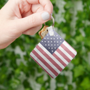 USA flag Red White Blue America Geometric Mesh Key Ring