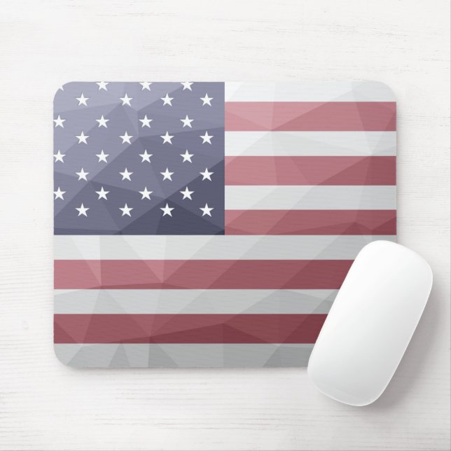 USA flag Red White Blue America Geometric Mesh Mouse Mat (With Mouse)