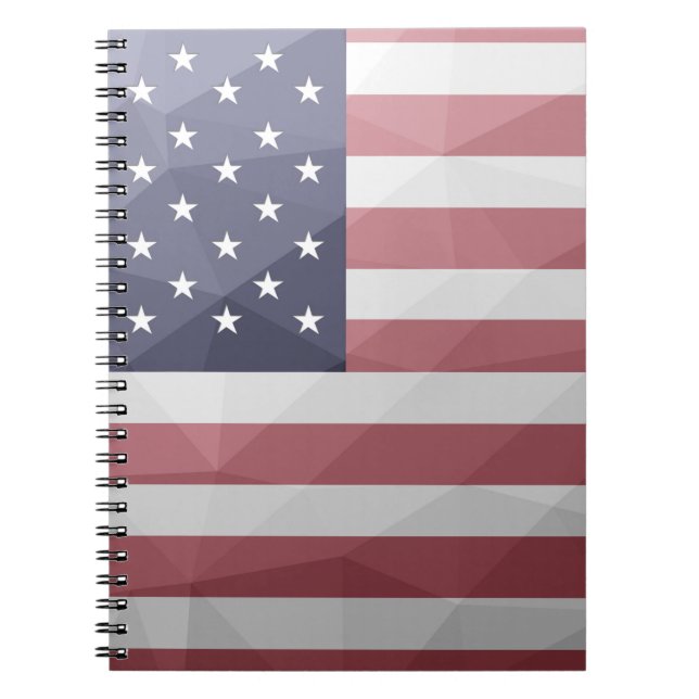 USA flag Red White Blue America Geometric Mesh Notebook (Front)