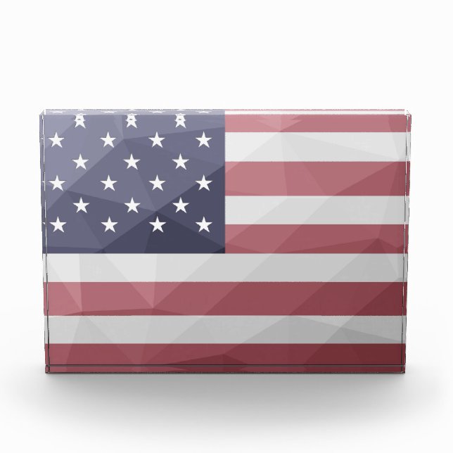 USA flag Red White Blue America Geometric Mesh Photo Block (Front)