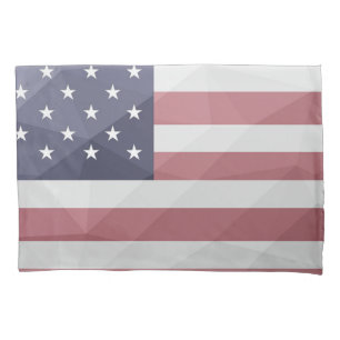 USA flag Red White Blue America Geometric Mesh Pillowcase