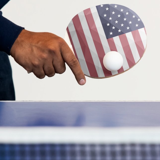 USA flag Red White Blue America Geometric Mesh Ping Pong Paddle (Insitu)