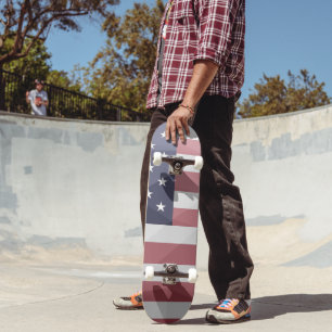 USA flag Red White Blue America Geometric Mesh Skateboard