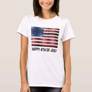 USA flag red white blue sparkles glitters 4th July T-Shirt