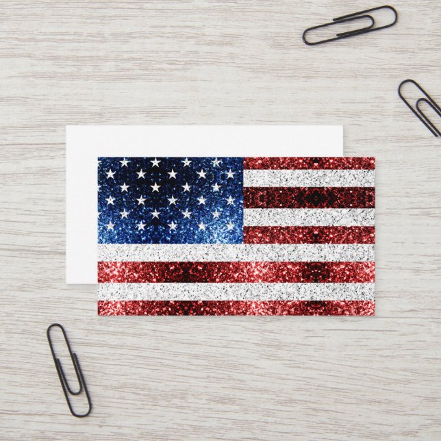 USA flag red white blue sparkles glitters Business Card (Front/Back In Situ)