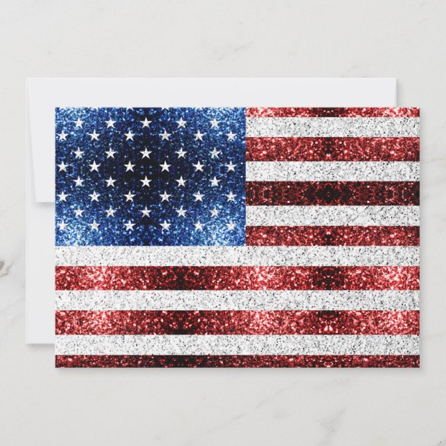USA flag red white blue sparkles glitters Invitation (Front)