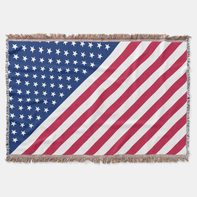USA Flag Red White Stars Stripes Throw Blanket (Front)