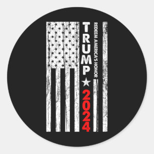 Usa Flag Redeem America's Honor Trump 2024  Classic Round Sticker