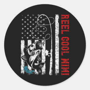 Usa Flag Reel Cool Mimi Fishing Fisher Fisherman Classic Round Sticker