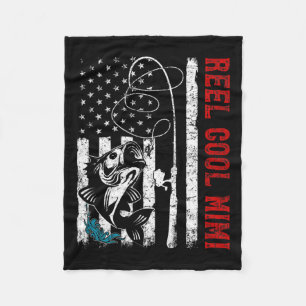 Usa Flag Reel Cool Mimi Fishing Fisher Fisherman Fleece Blanket