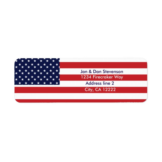 USA Flag Return address labels Stars & Stripes (Front)