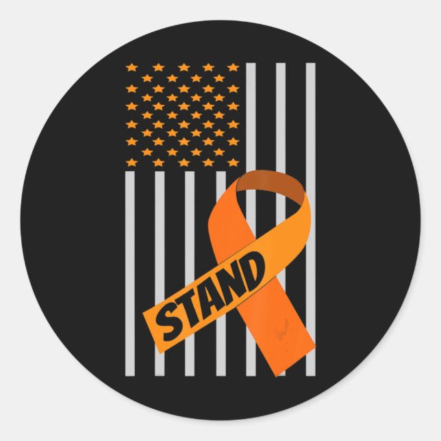 USA Flag Ribbon Leukaemia Awareness  Family Suppor Classic Round Sticker (Front)