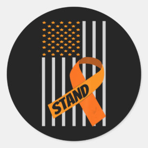 USA Flag Ribbon Leukaemia Awareness  Family Suppor Classic Round Sticker