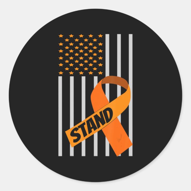 USA Flag Ribbon Leukaemia Awareness  Family Suppor Classic Round Sticker (Front)