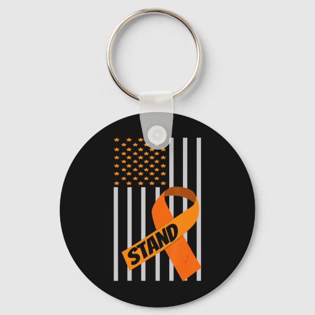 USA Flag Ribbon Leukaemia Awareness  Family Suppor Key Ring (Front)