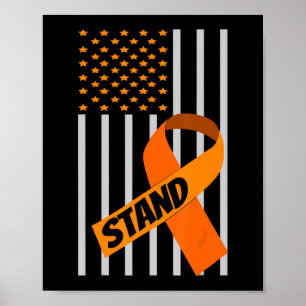 USA Flag Ribbon Leukaemia Awareness Family Suppor Poster