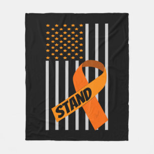 USA Flag Ribbon Leukemia Awareness Family Support Fleece Blanket