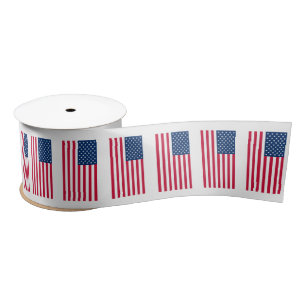USA Flag Ribbon Patriotic American Flags Satin Ribbon