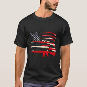 Usa Flag Rifles Guns Weapons 2A Amendment Fathers  T-Shirt