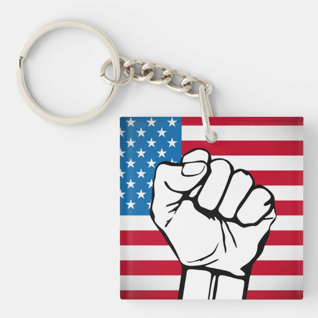 USA Flag | Rising Fist Key Ring (Front)