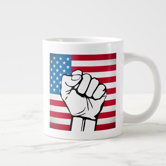 USA Flag | Rising Fist Large Coffee Mug (Right)