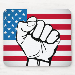 USA Flag   Rising Fist Mouse Mat