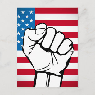 USA Flag Rising Fist Postcard